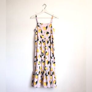 H&M Girls Light Pink / Yellow Lemon Midi Maxi Dress Size US 18